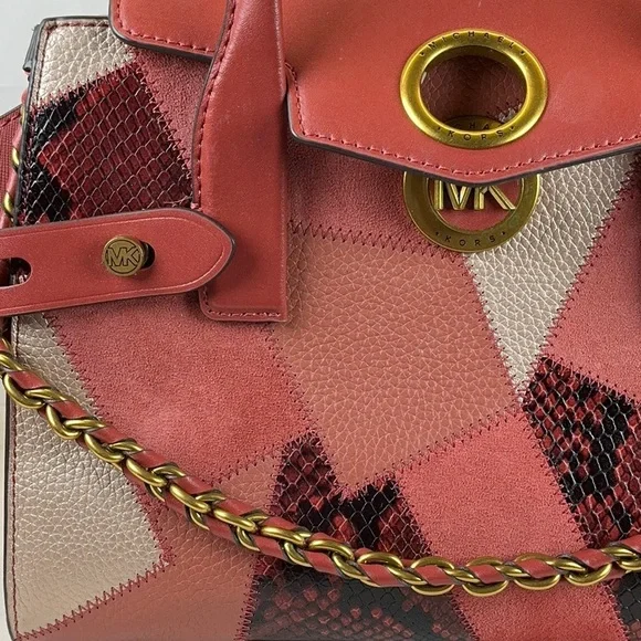 Michael‎ Kors Carmen Pink Flap Satchel Suede Patchwork Leather Crossbody Bag NWT - Picture 5 of 15